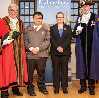 2023/2024 Mayor, Cllr G Grant, Cadets Matthias and Jess, Mace Bearer Steve Caygill