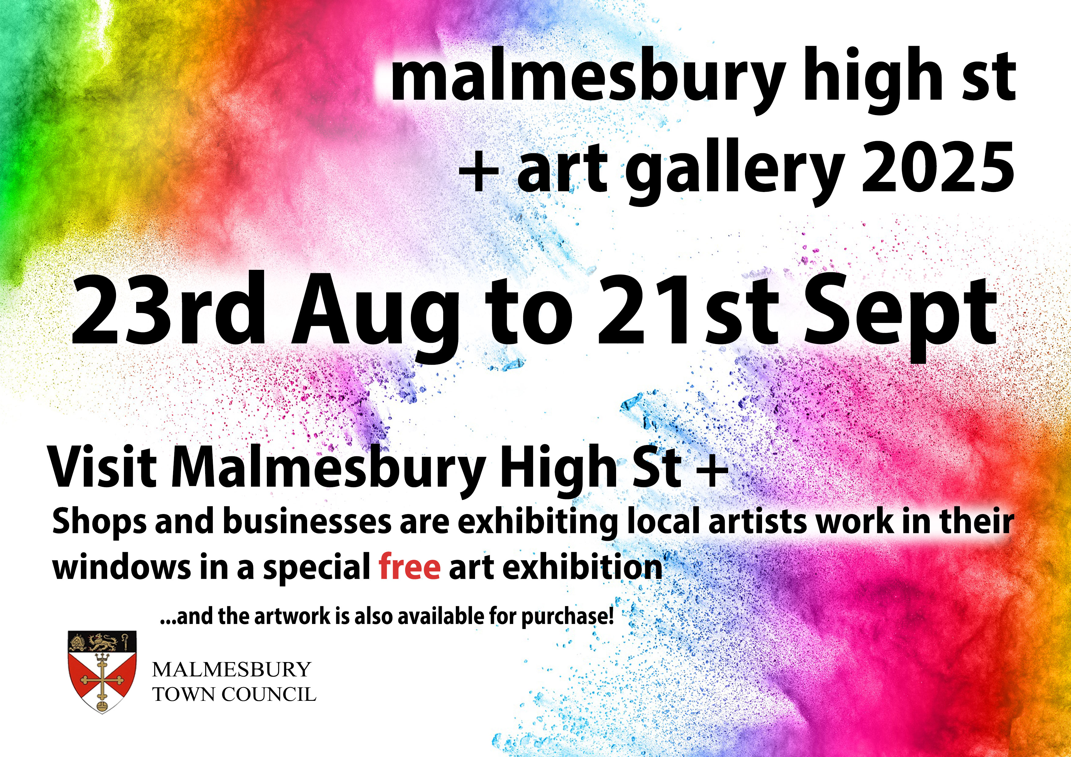 Calling all Artists!  High Street + Art Gallery 2025 - Applications are now open!  23rd August to 21st September 2025