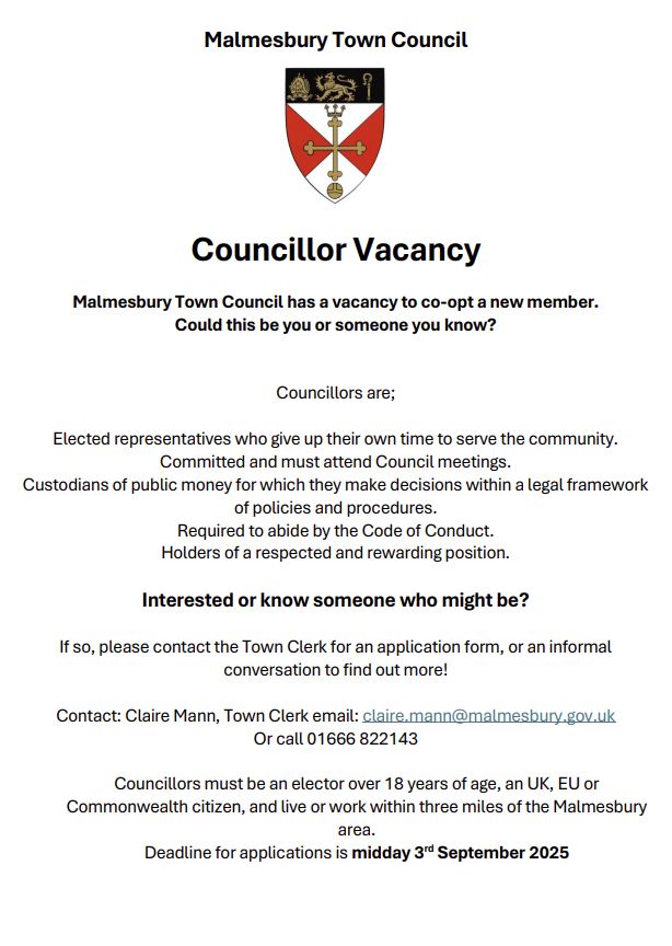 Councillor Vacancy - Malmesbury Town Council 